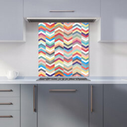 Warren Reed Designer Geometric Multi Colored Chevron Pattern Premium Glass Kitchen Splashback W600mm X H650mm - thumbnail 6