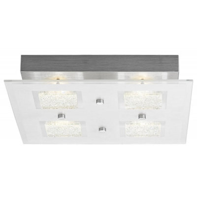 Happy Homewares Modern Chrome Square Led Bathroom Light With Clear/frosted Glass Plate - image 1
