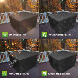 Woodside Heavy Duty Waterproof Garden Rattan Cube Set Cover Black 120X120X74Cm - thumbnail 2