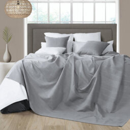Classic Rib Cotton Throw, Sofa Bed Throw - 150 X 200 Cm Fits Most 2 Seater Sofas Settee Arm Chair & Single Bed, Smoke - thumbnail 2