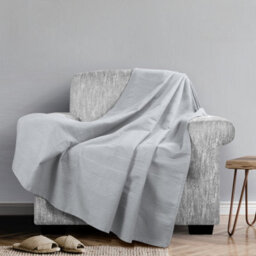 Classic Rib Cotton Throw, Sofa Bed Throw - 150 X 200 Cm Fits Most 2 Seater Sofas Settee Arm Chair & Single Bed, Smoke - thumbnail 3