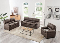 Bravich Oxford Bonded Faux Leather Sofa Suite - Chocolate Brown - thumbnail 2