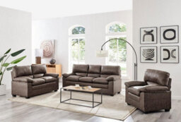 Bravich Oxford Bonded Faux Leather Sofa Suite - Chocolate Brown - thumbnail 3