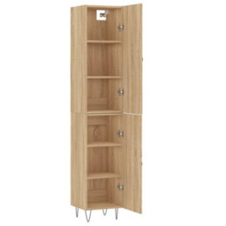Berkfield Highboard Sonoma Oak 34.5X34X180 Cm Engineered Wood - thumbnail 4