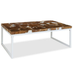 Walplus Coffee Table Teak Resin 110X60X40 Cm White And Brown - thumbnail 5
