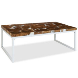 Walplus Coffee Table Teak Resin 110X60X40 Cm White And Brown - thumbnail 4