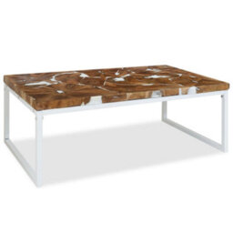 Walplus Coffee Table Teak Resin 110X60X40 Cm White And Brown - thumbnail 2