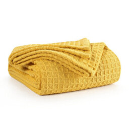 Ehc Chunky & Soft Extra Large Cotton Waffle Throw, King Size, 225 X 250 Cm - Yellow - thumbnail 1