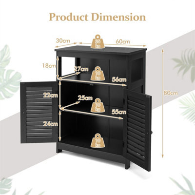 Bathroom Storage Cabinet With Adjustable Shelf Black - image 1