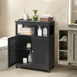 Bathroom Storage Cabinet With Adjustable Shelf Black - thumbnail 3