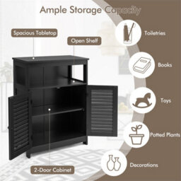 Bathroom Storage Cabinet With Adjustable Shelf Black - thumbnail 4