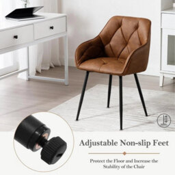 Woltu Set Of 4 Faux Leather Dining Chairs Padded Metal Legs Kitchen Home Office - thumbnail 4