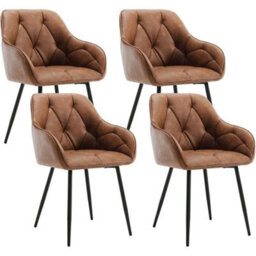 Woltu Set Of 4 Faux Leather Dining Chairs Padded Metal Legs Kitchen Home Office