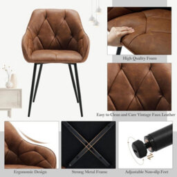 Woltu Set Of 4 Faux Leather Dining Chairs Padded Metal Legs Kitchen Home Office - thumbnail 6