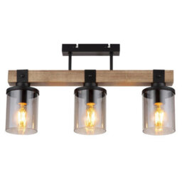 Luminosa Lighting Luminosa Lila Ceiling Spotlight Bar Matt Black Smoke Glass Shade 3X E27 - thumbnail 3