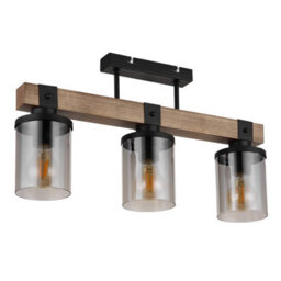 Luminosa Lighting Luminosa Lila Ceiling Spotlight Bar Matt Black Smoke Glass Shade 3X E27 - thumbnail 2