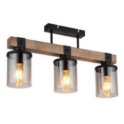 Luminosa Lighting Luminosa Lila Ceiling Spotlight Bar Matt Black Smoke Glass Shade 3X E27