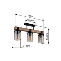 Luminosa Lighting Luminosa Lila Ceiling Spotlight Bar Matt Black Smoke Glass Shade 3X E27 - thumbnail 9