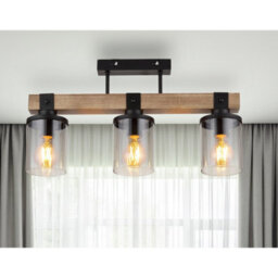 Luminosa Lighting Luminosa Lila Ceiling Spotlight Bar Matt Black Smoke Glass Shade 3X E27 - thumbnail 8