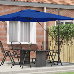 Berkfield Cantilever Roma Parasol Azure Blue 286X285X265 Cm Aluminium - thumbnail 1