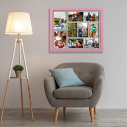 AK Frames 20X16 Pastel Pink Sleek Multi Photo Frame With Silver Mount - Holds 9 Apertures (2X) 7X5, (7X) 6X4 Photos - thumbnail 3
