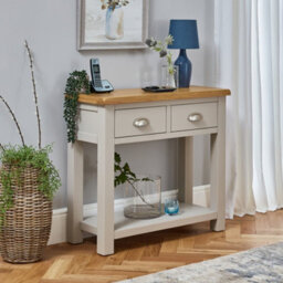 The Furniture Market Cotswold Grey Painted 2 Drawer Hall Console Table - thumbnail 4