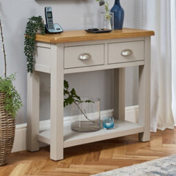 The Furniture Market Cotswold Grey Painted 2 Drawer Hall Console Table