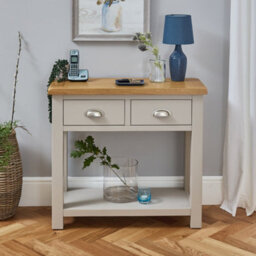 The Furniture Market Cotswold Grey Painted 2 Drawer Hall Console Table - thumbnail 2