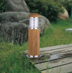 Luminosa Lighting Elstead Poole 1 Light Outdoor Bollard Light Stainless Steel, Teak Ip55, E27 - thumbnail 4