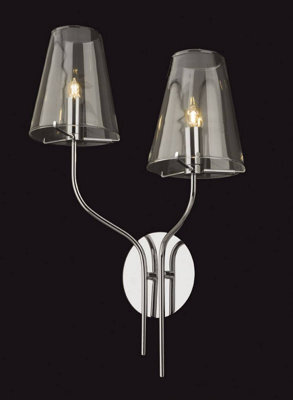 Luminosa Lighting Luminosa Jasmine 2 Light Indoor Wall Light Chrome, Clear Glass, G9