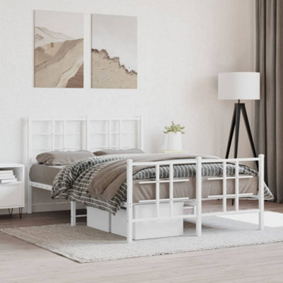 Berkfield Metal Bed Frame Without Mattress With Footboard White 120X200Cm - image 1
