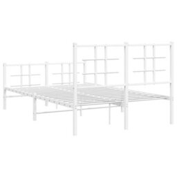 Berkfield Metal Bed Frame Without Mattress With Footboard White 120X200Cm - thumbnail 7