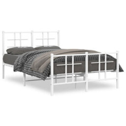 Berkfield Metal Bed Frame Without Mattress With Footboard White 120X200Cm - thumbnail 2