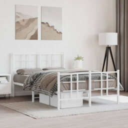 Berkfield Metal Bed Frame Without Mattress With Footboard White 120X200Cm - thumbnail 1