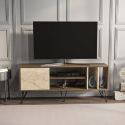 Decorotika Mistico Tv Stand Tv Unit For Tvs Up To 55 Inches Walnut Travertine - thumbnail 1