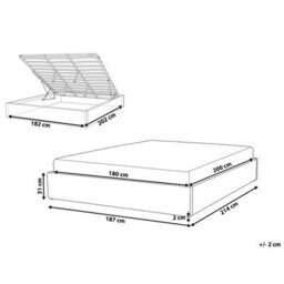 Beliani Ottoman Bed Without Headboard Boucle Dinan 180 X 200 Cm (Eu Super King) Off-White - thumbnail 3