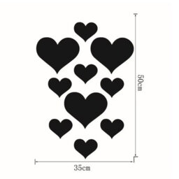 Set Of 10 Heart-Shaped Wall Mirror Stickers Home Decor, Silver - thumbnail 3