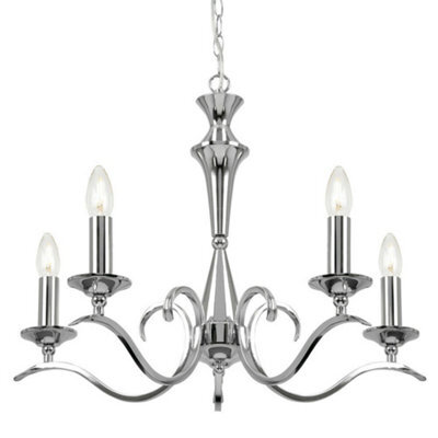 Hanging Flush Ceiling Pendant 5 Light Chrome Chandelier Classic Lamp Bulb Holder - image 1