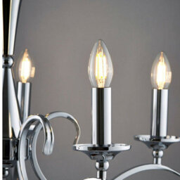 Hanging Flush Ceiling Pendant 5 Light Chrome Chandelier Classic Lamp Bulb Holder - thumbnail 5