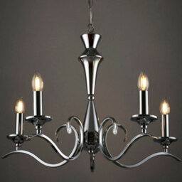 Hanging Flush Ceiling Pendant 5 Light Chrome Chandelier Classic Lamp Bulb Holder - thumbnail 3