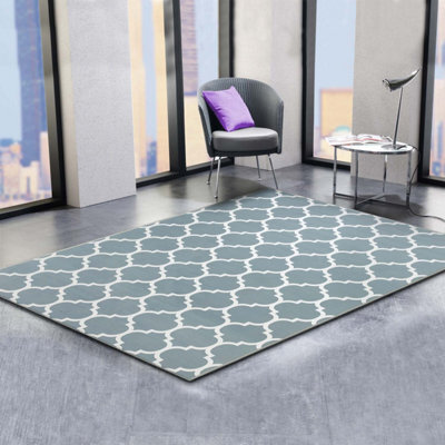 Ameha Non Slip Printed Rug Large Area 160 X 230 Cm Carpet Modern Bedroom Living Room Rug Geometric Moroccan Trellis/quatrefoil Pattern - image 1