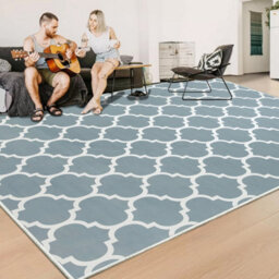 Ameha Non Slip Printed Rug Large Area 160 X 230 Cm Carpet Modern Bedroom Living Room Rug Geometric Moroccan Trellis/quatrefoil Pattern - thumbnail 9