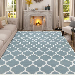 Ameha Non Slip Printed Rug Large Area 160 X 230 Cm Carpet Modern Bedroom Living Room Rug Geometric Moroccan Trellis/quatrefoil Pattern - thumbnail 2