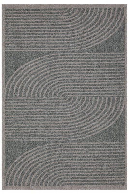 Loomed Silver Indoor Outdoor Washable Weather Resistant Rug 80Cm X 150Cm - image 1