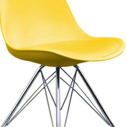 Fusion Living Soho White And Yellow Plastic Dining Chair With Chrome Metal Legs - thumbnail 3