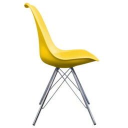Fusion Living Soho White And Yellow Plastic Dining Chair With Chrome Metal Legs - thumbnail 6