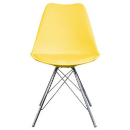Fusion Living Soho White And Yellow Plastic Dining Chair With Chrome Metal Legs - thumbnail 7
