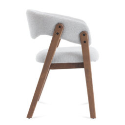Riverton Light Grey Bouclé Dining Chair With Walnut Effect Ash Solid Wood Frame - thumbnail 4