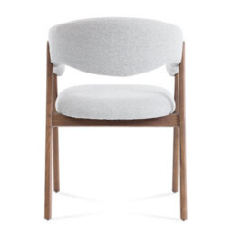 Riverton Light Grey Bouclé Dining Chair With Walnut Effect Ash Solid Wood Frame - thumbnail 6