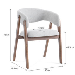Riverton Light Grey Bouclé Dining Chair With Walnut Effect Ash Solid Wood Frame - thumbnail 8